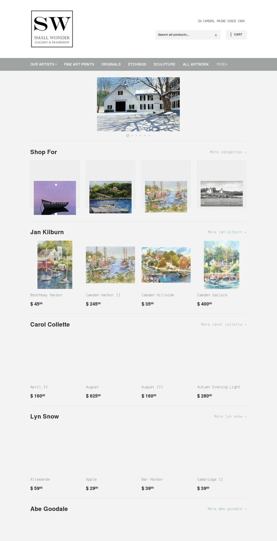 small-wonder-gallery.myshopify.com shopify website screenshot
