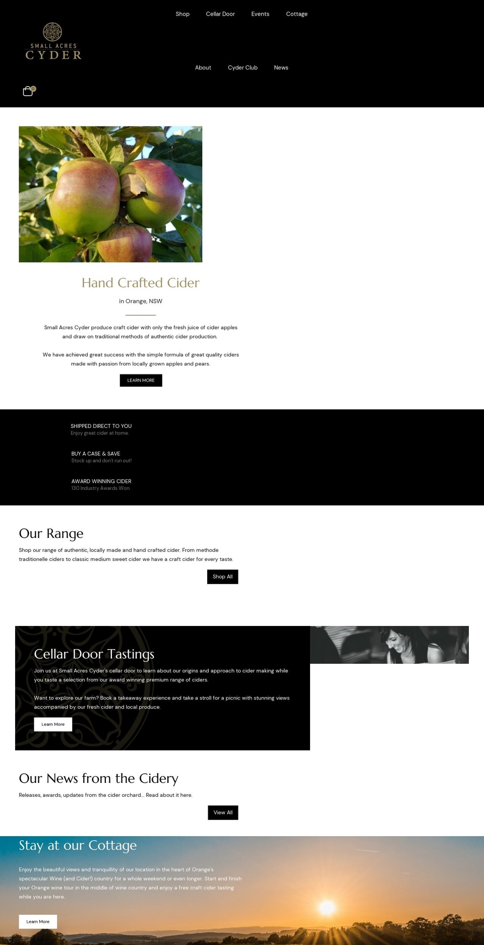 smallacrescyder.com.au shopify website screenshot
