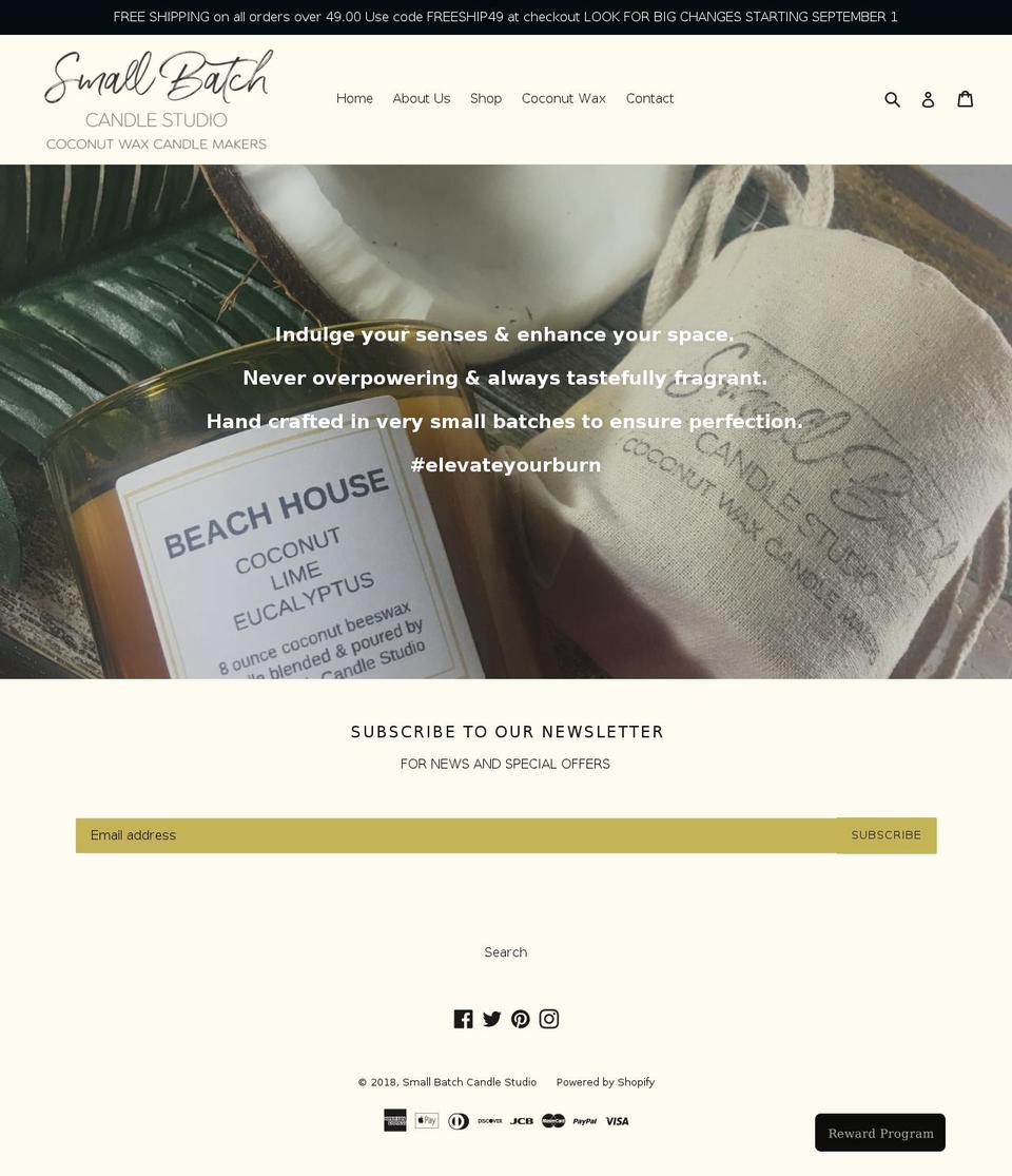 smallbatchcandlestudio.com — Shopify storefront screenshot