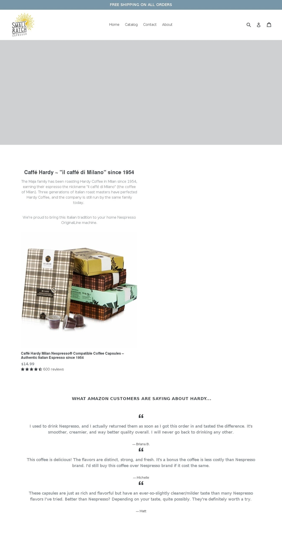 smallbatchespresso.com shopify website screenshot