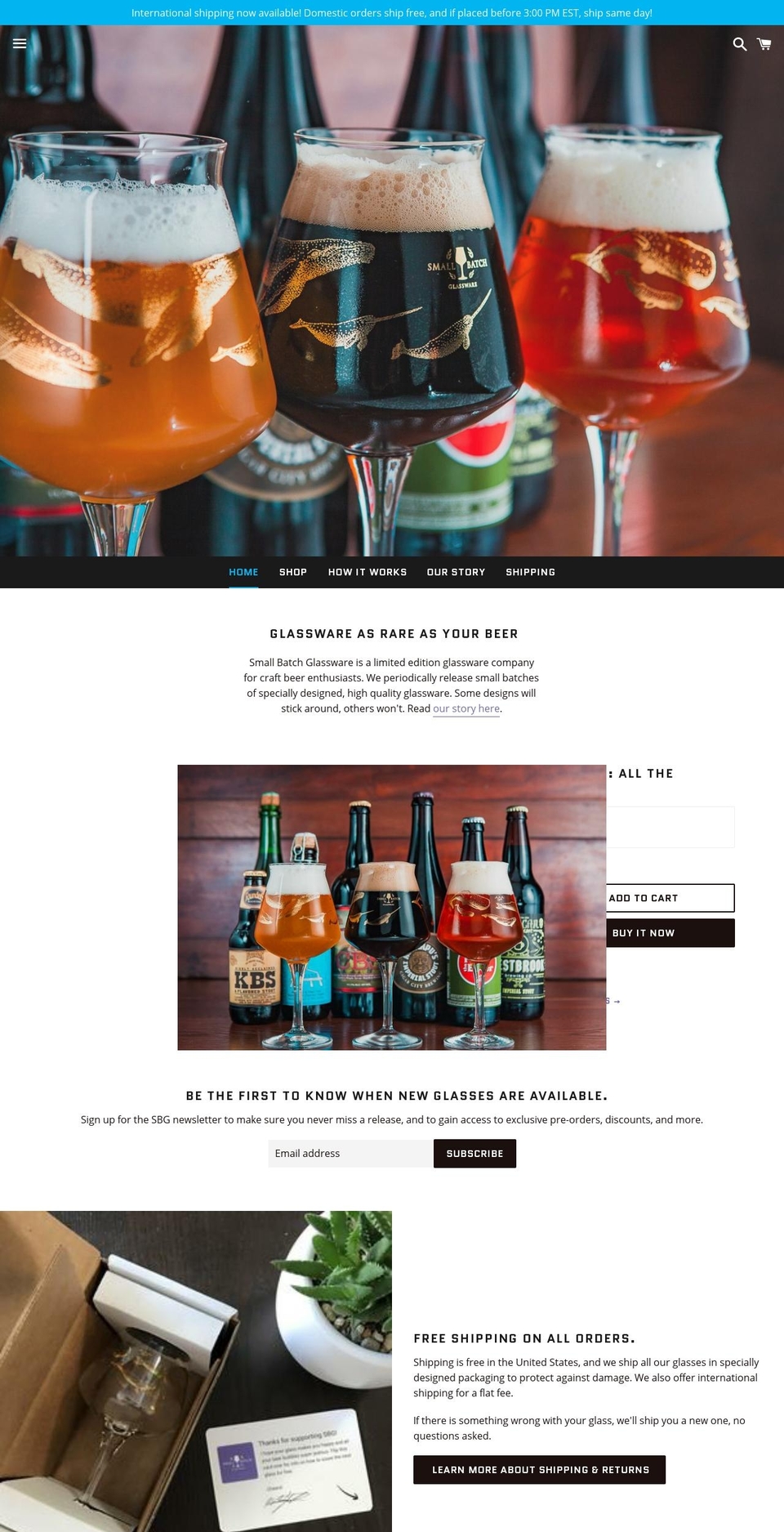 smallbatchglassware.com shopify website screenshot