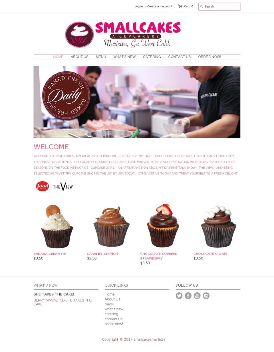 smallcakesmarietta.com shopify website screenshot