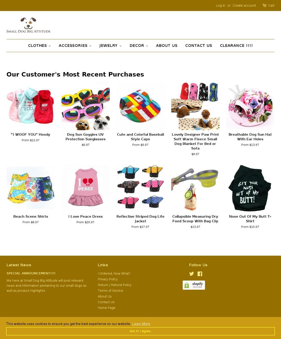 smalldogbigattitude.com — Shopify storefront screenshot