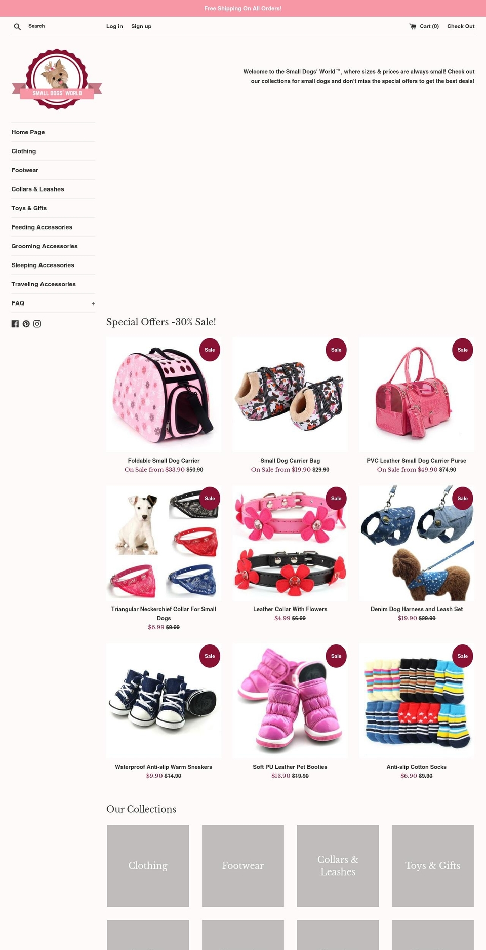 smalldogsworld.com — Shopify storefront screenshot