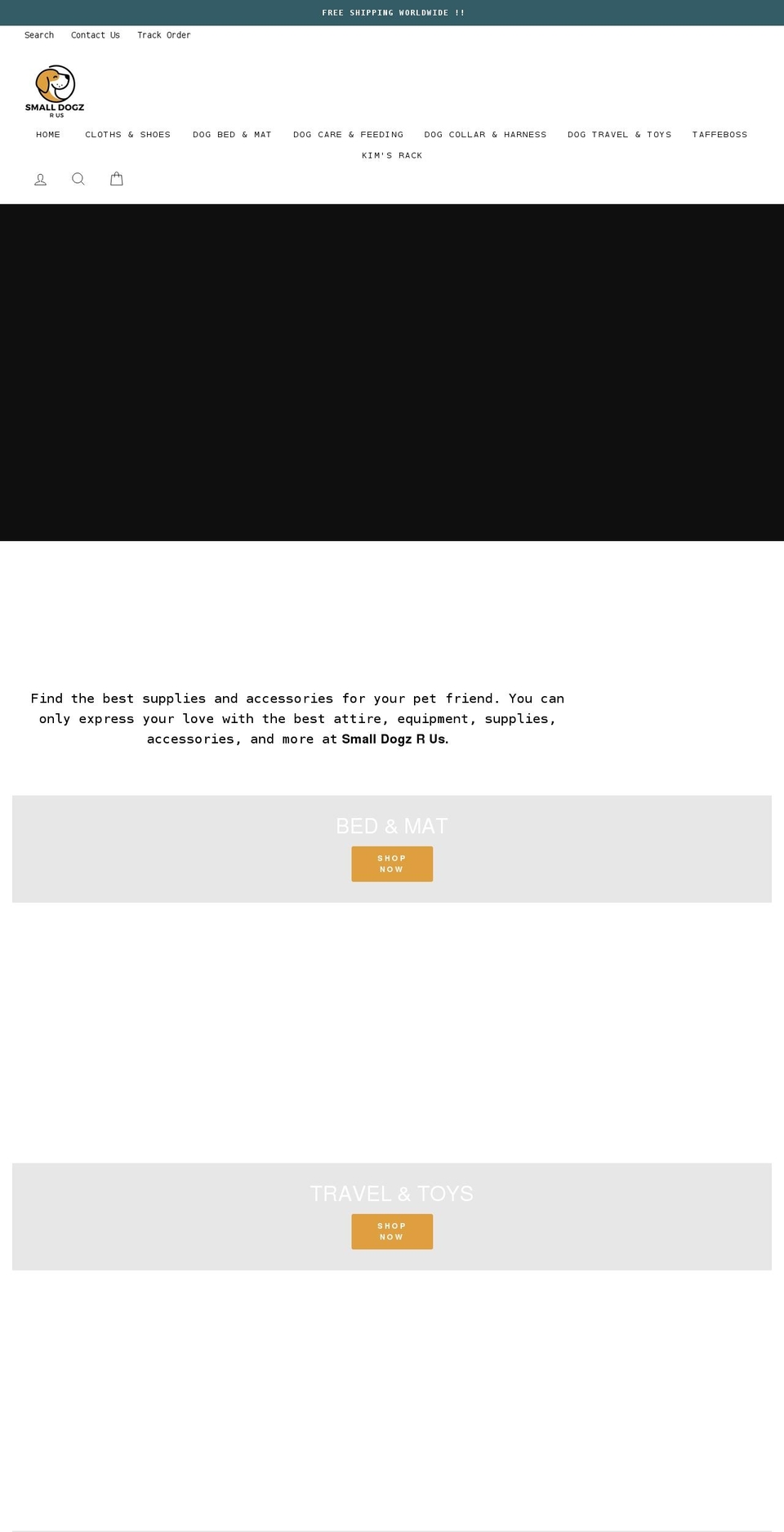 smalldogzrus.com shopify website screenshot