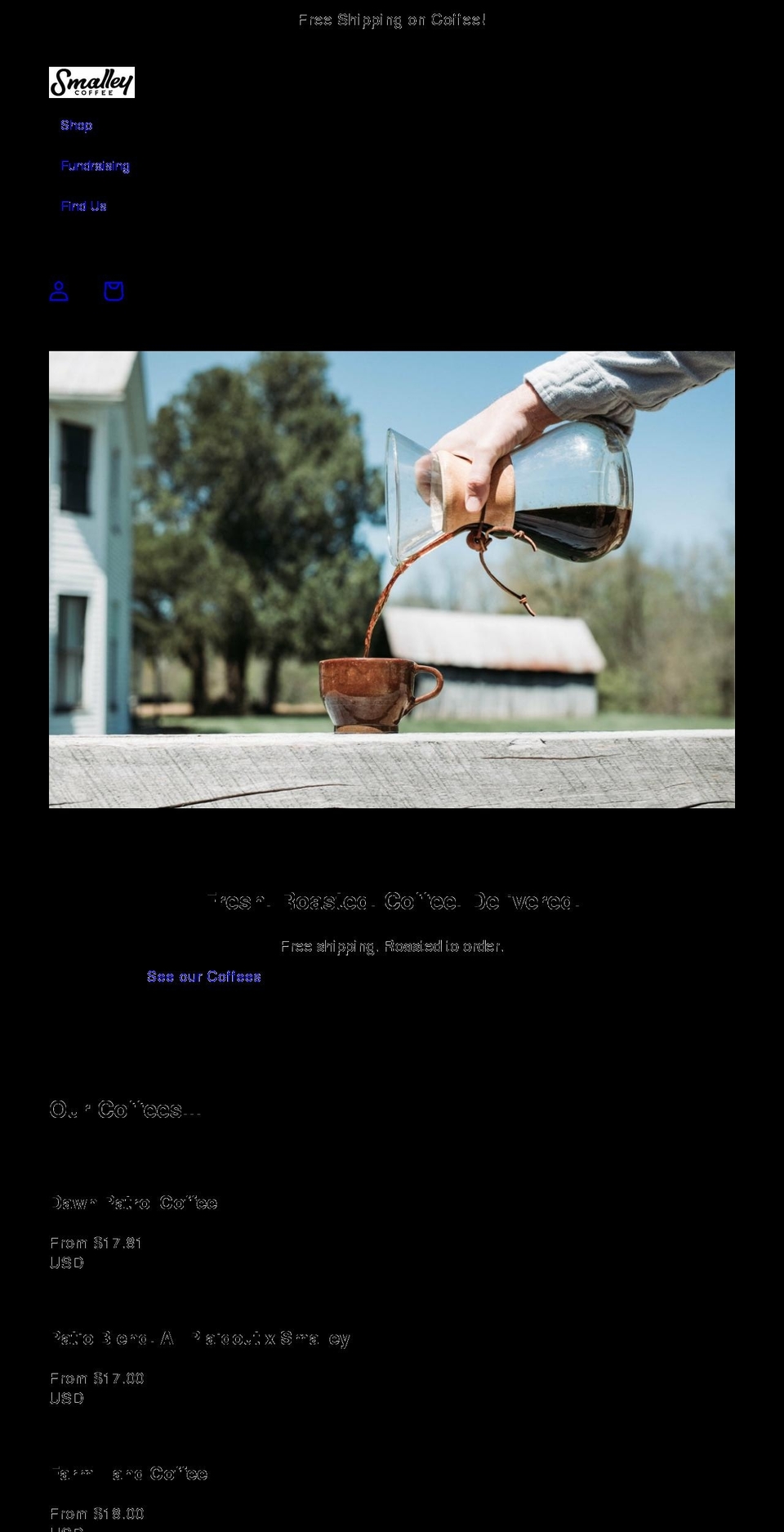 smalleycoffee.com shopify website screenshot