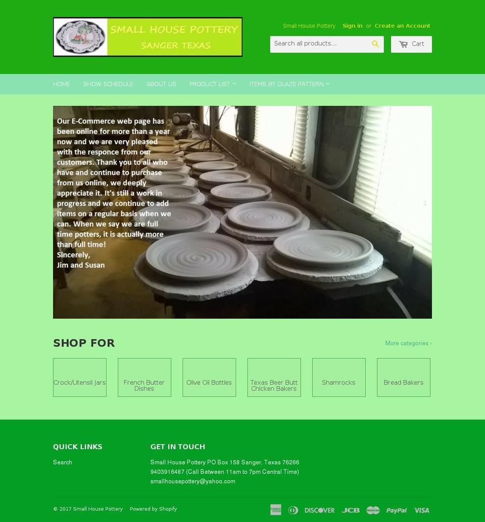 smallhousepottery.com shopify website screenshot