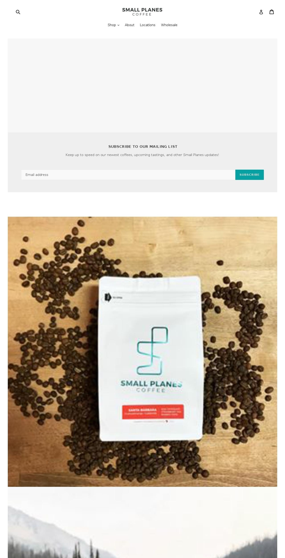 smallplanescoffee.com shopify website screenshot