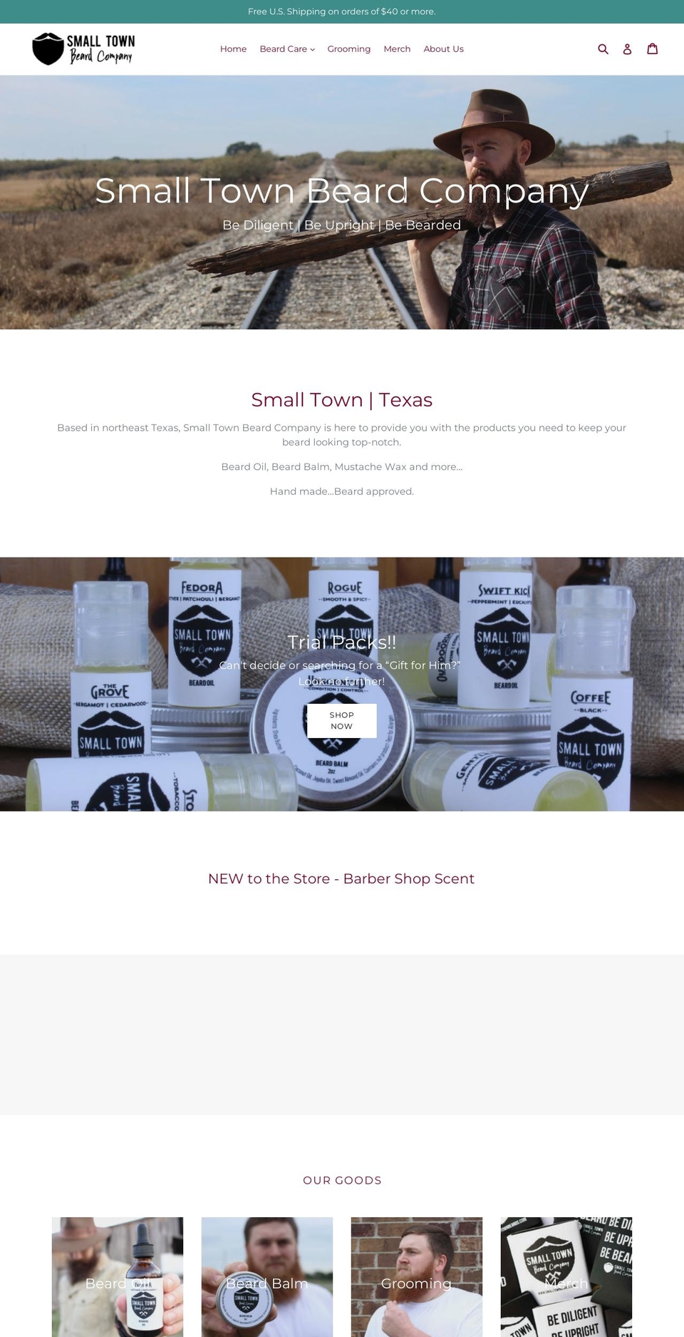 smalltownbeards.com — Shopify storefront screenshot