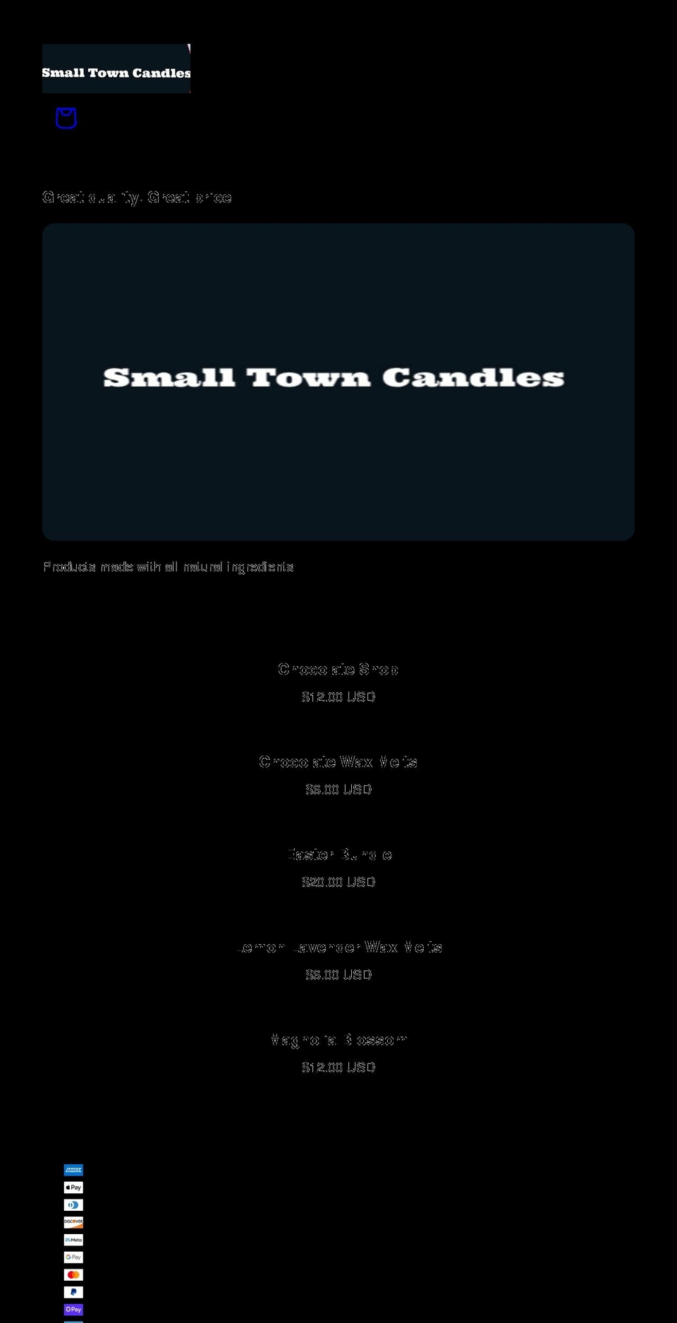 smalltowncandle.com shopify website screenshot