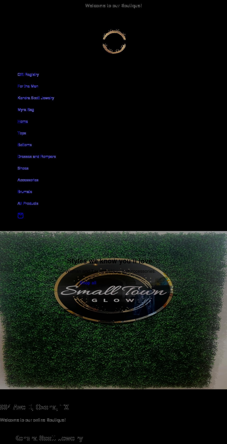smalltownglow.com shopify website screenshot