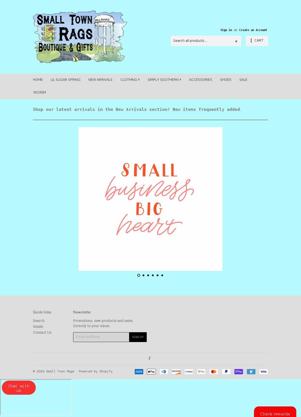 smalltownragsfl.com — Shopify storefront screenshot