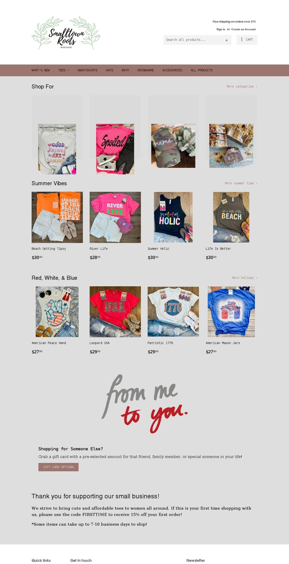 smalltownrootsboutique.shop shopify website screenshot