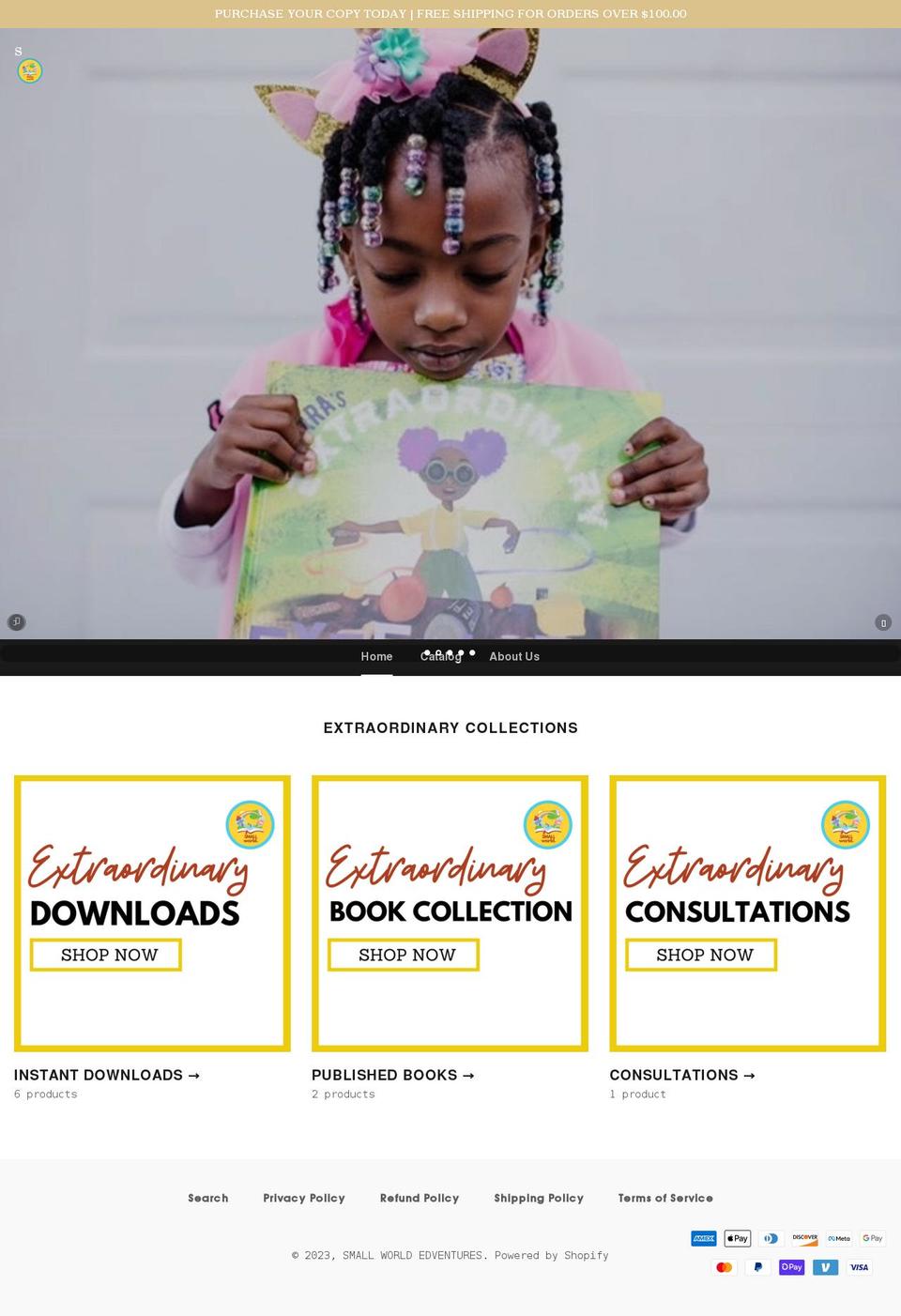 smallworldedventures.com shopify website screenshot