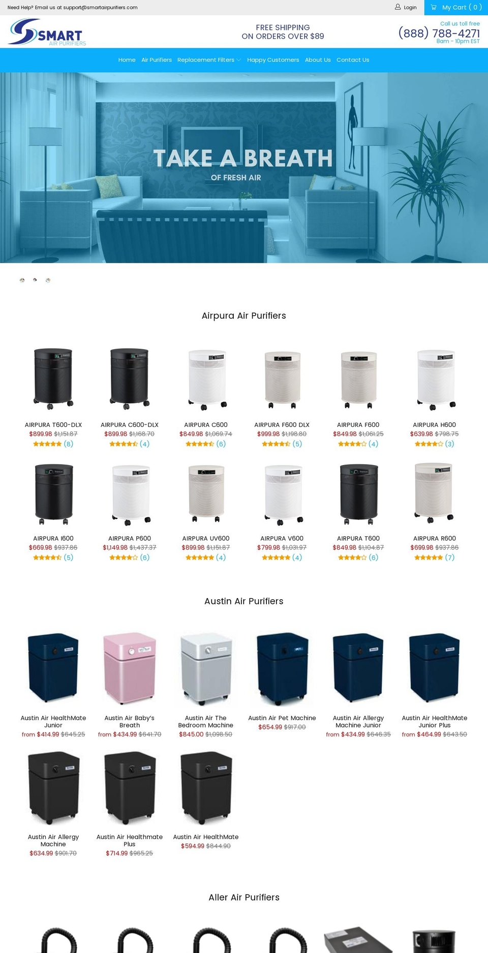 smartairpurifiers.com shopify website screenshot