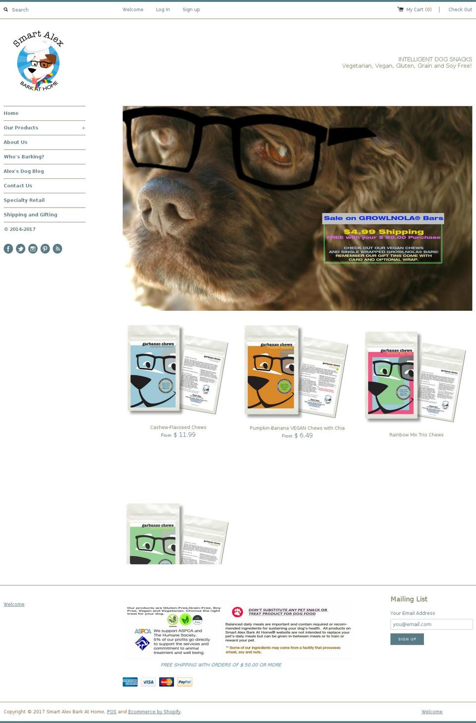 smartalexdogtreats.com shopify website screenshot