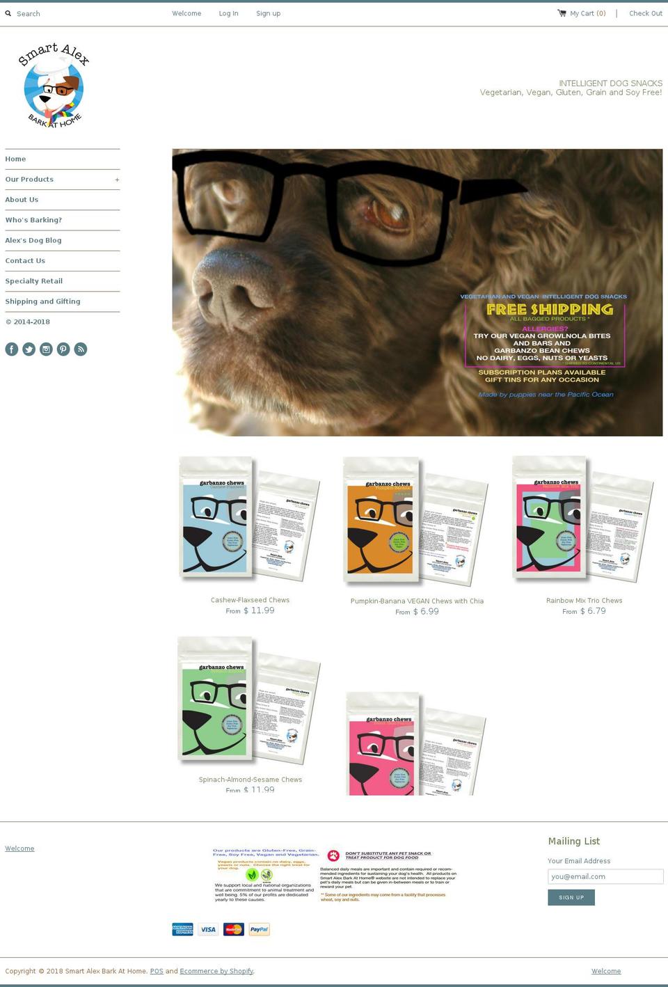 smartalexfordogs.com — Shopify storefront screenshot