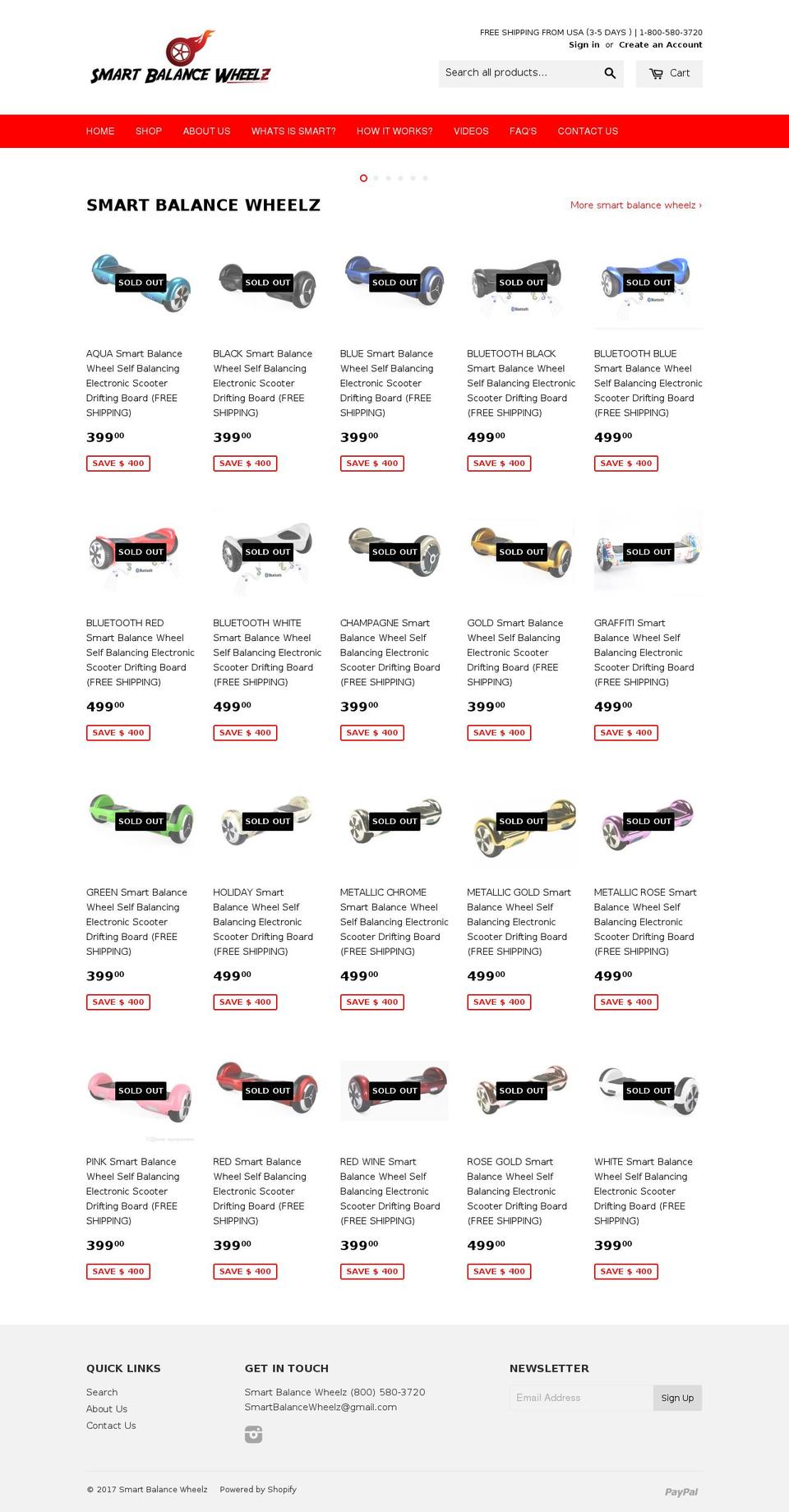 smartbalancewheelz.com shopify website screenshot