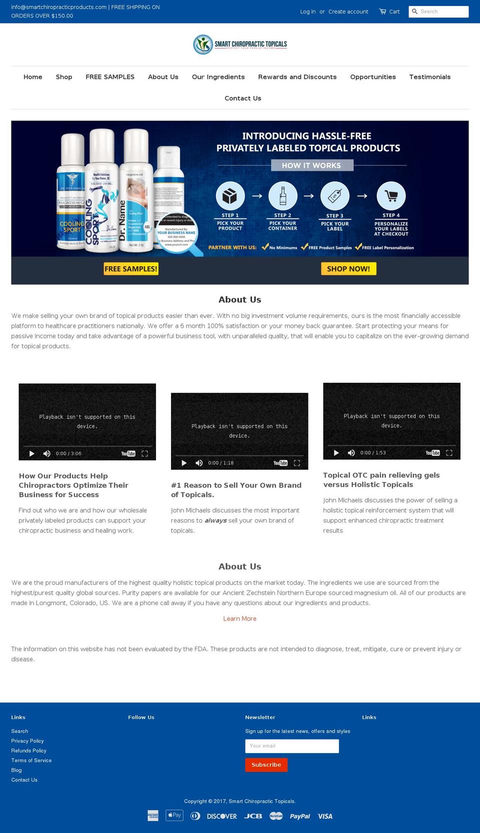 smartchiropracticproducts.com shopify website screenshot