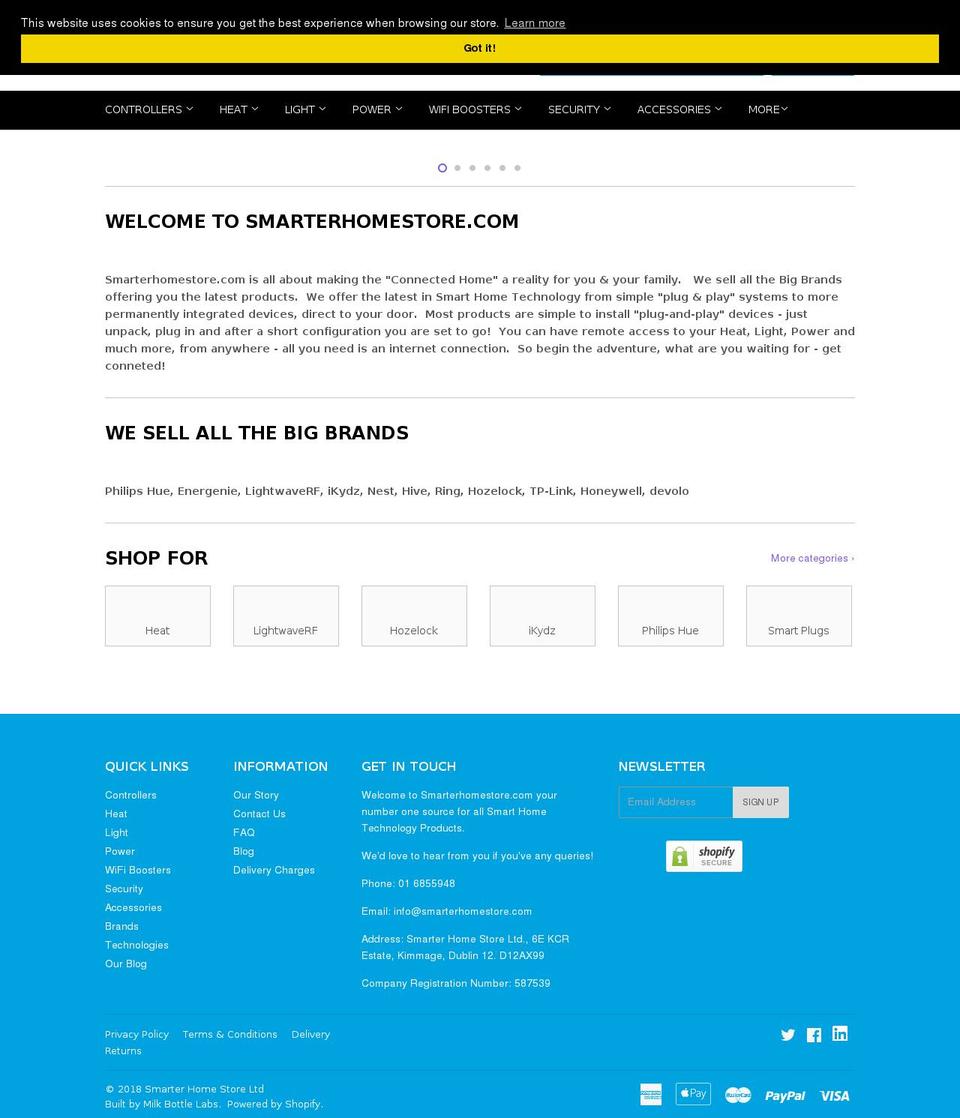 smarterhomestore.com shopify website screenshot