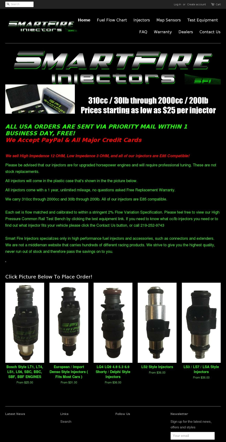 smartfireinjectors.com shopify website screenshot