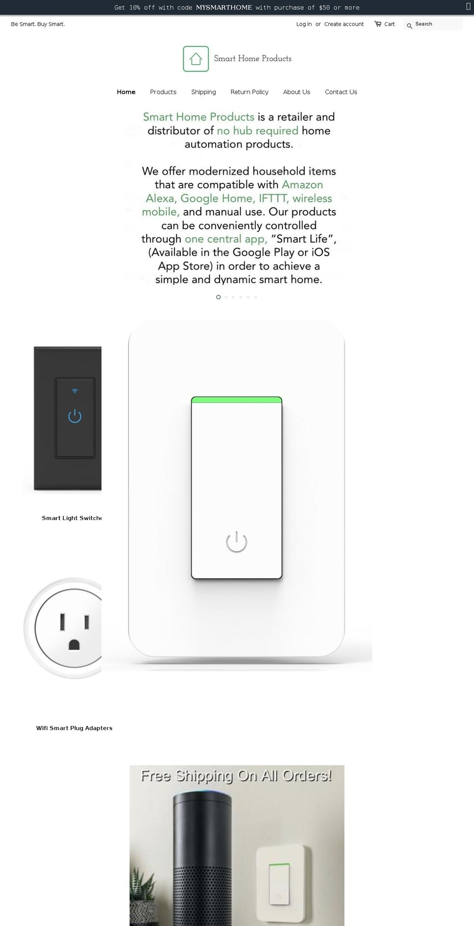 smarthomeproducts.us shopify website screenshot