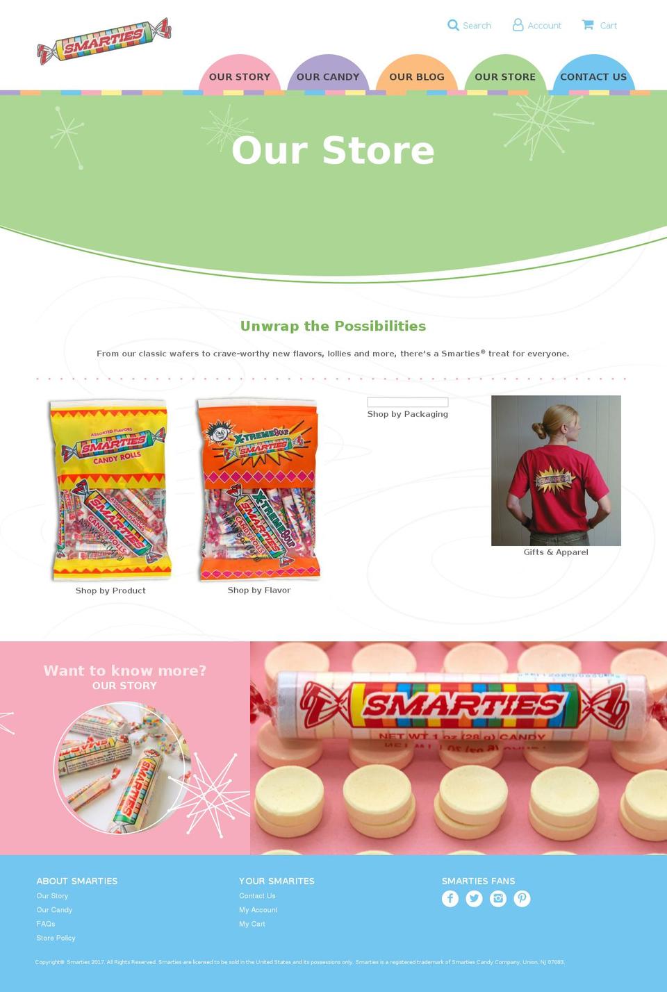 smartiesstore.com shopify website screenshot