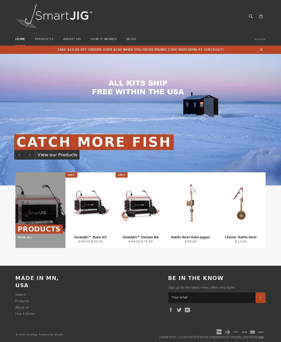 smartjigfishing.com shopify website screenshot