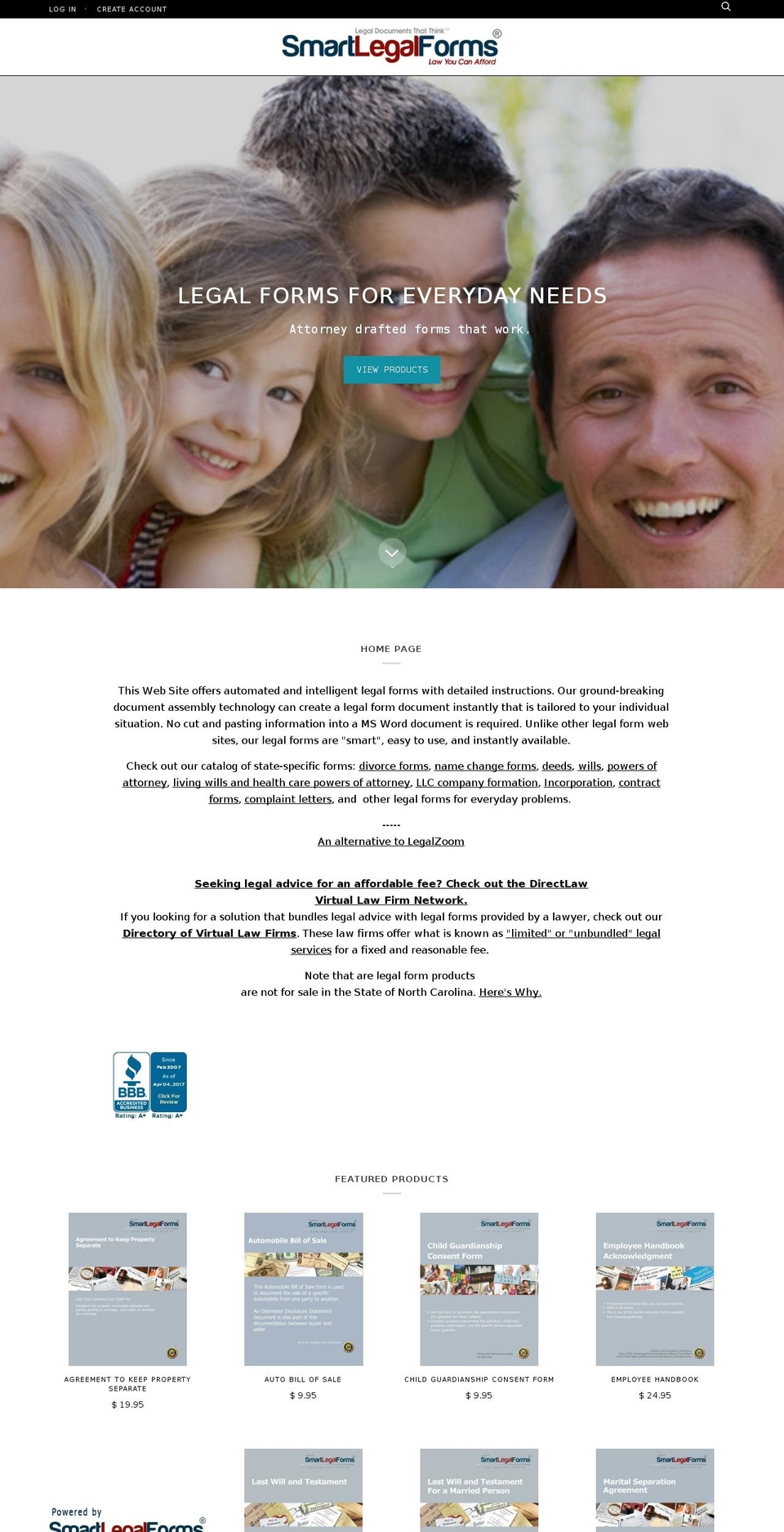 smartlegalforms.com shopify website screenshot