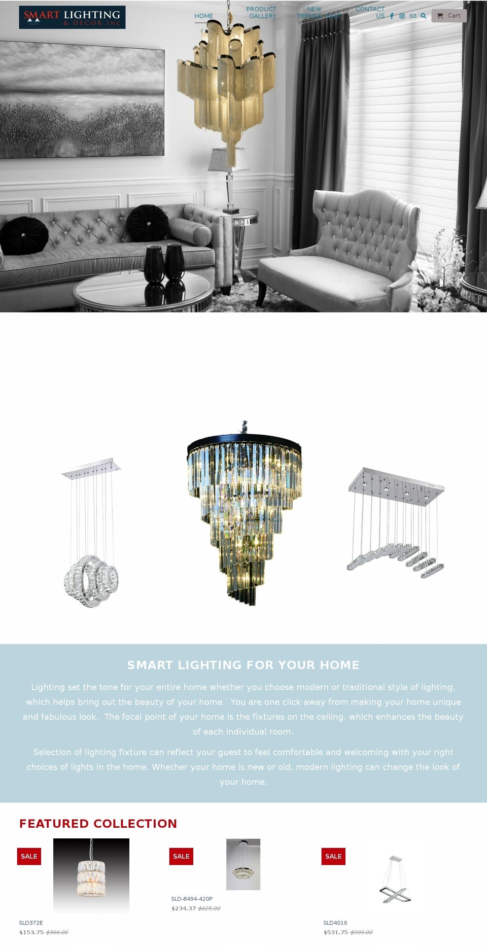 smartlightingdecor.com — Shopify storefront screenshot