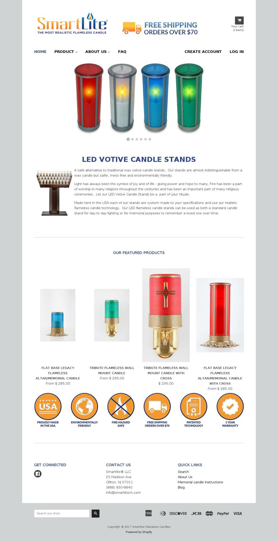 smartlitecandle.com shopify website screenshot
