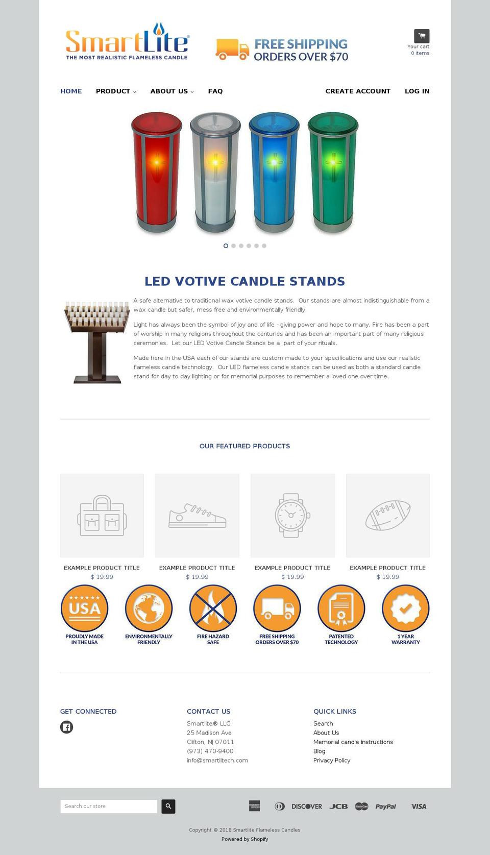 smartlitecandles.com shopify website screenshot