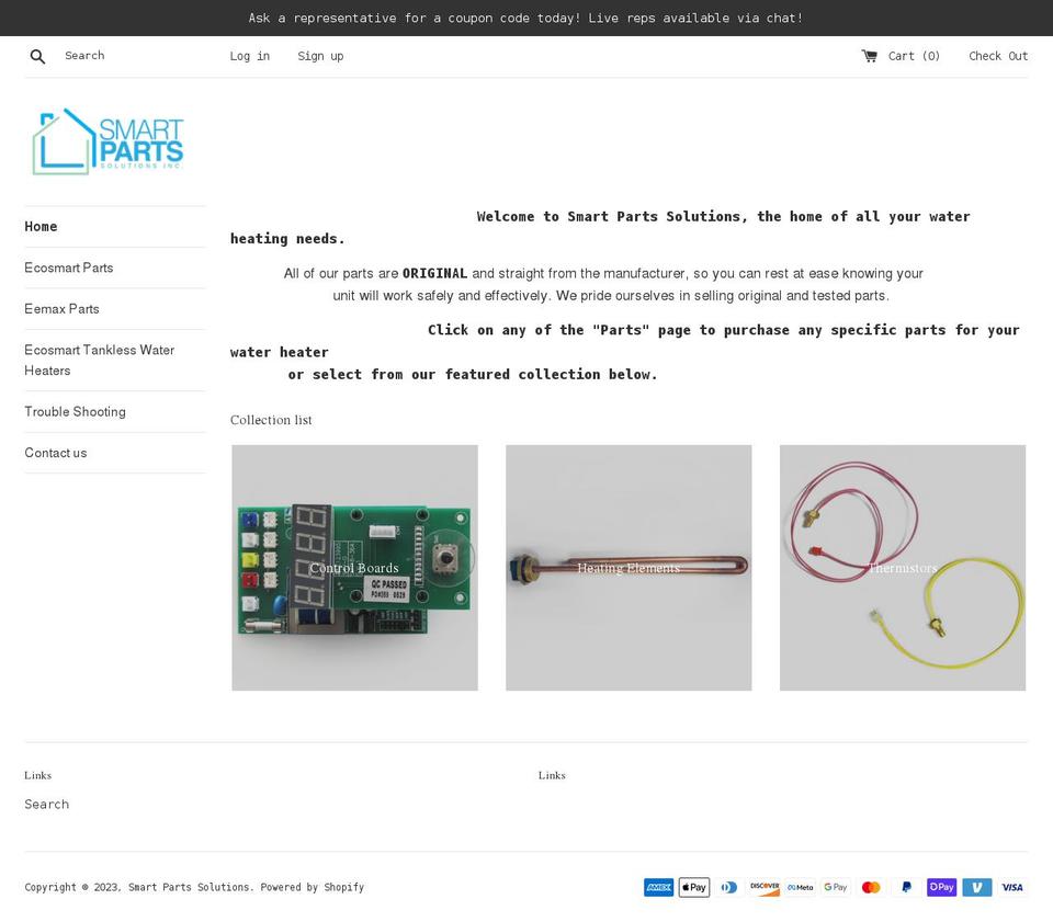 smartparts.us shopify website screenshot