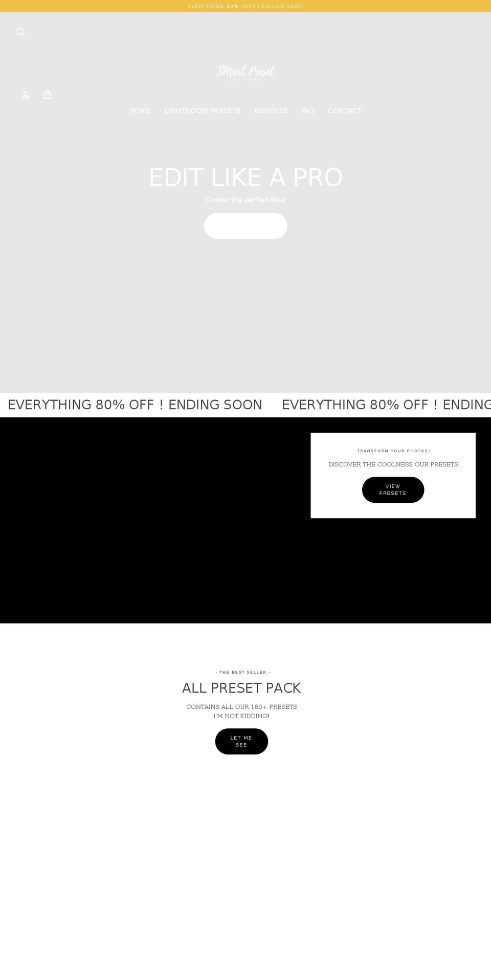 smartpreset.com shopify website screenshot