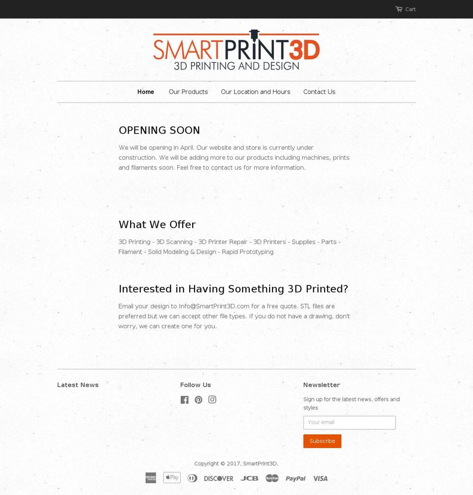 smartprint3d.com shopify website screenshot