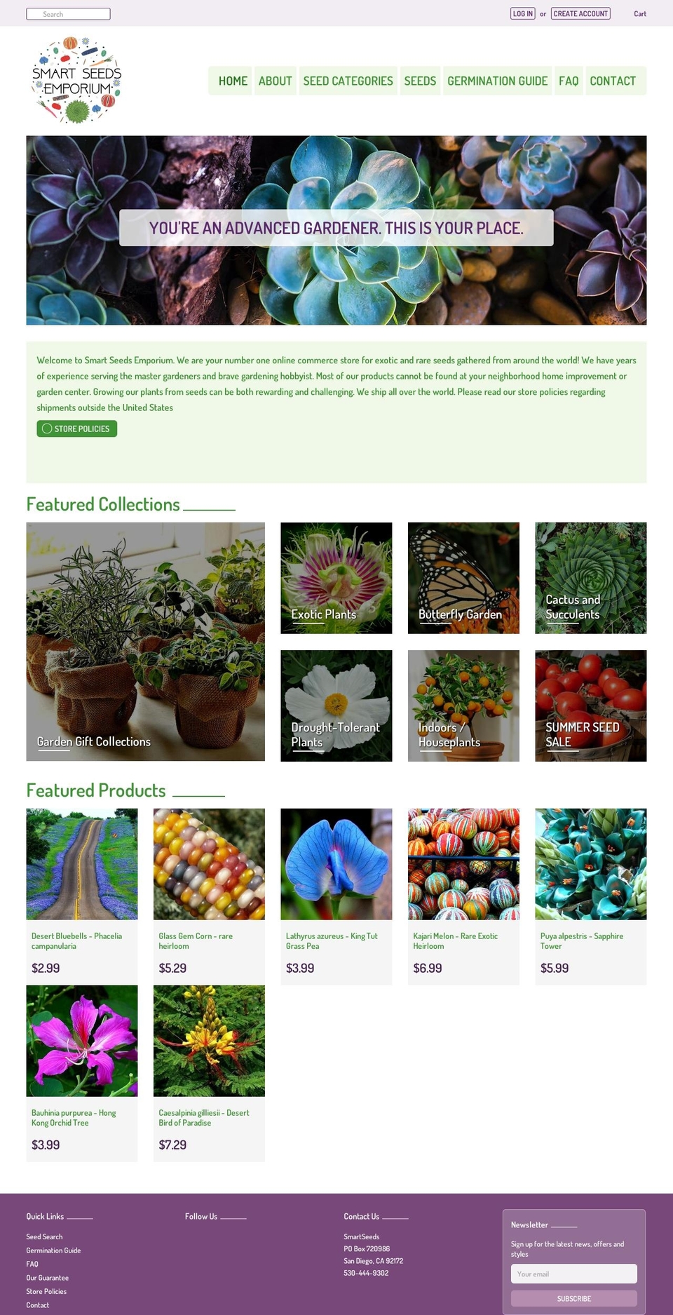 smartseedsemporium.com shopify website screenshot