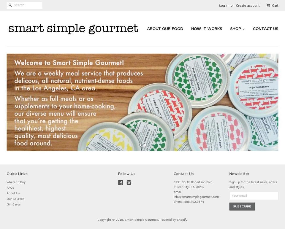 smartsimplegourmet.com — Shopify storefront screenshot
