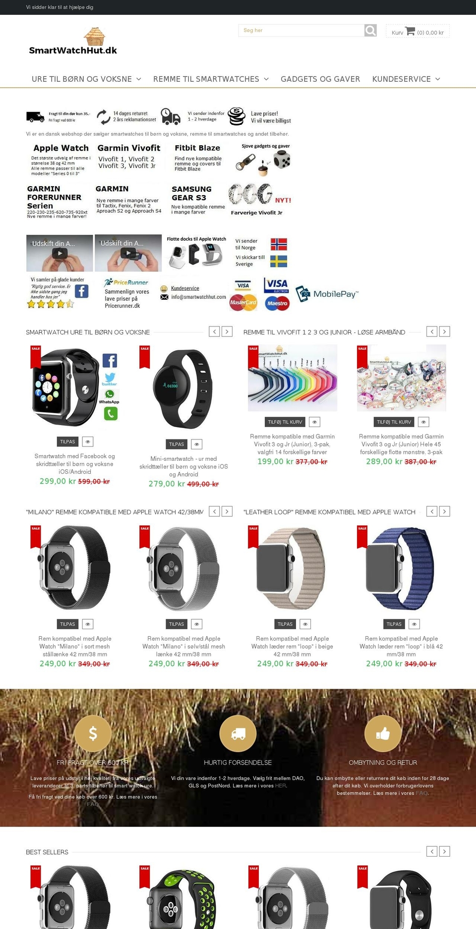 smartwatchhut.dk shopify website screenshot