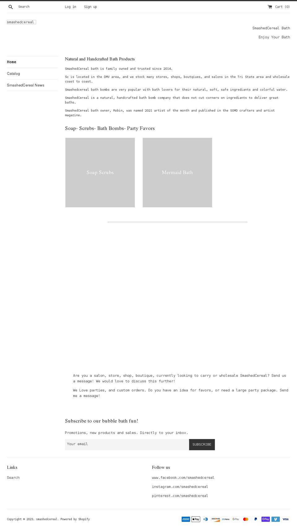 smashedcereal.com shopify website screenshot