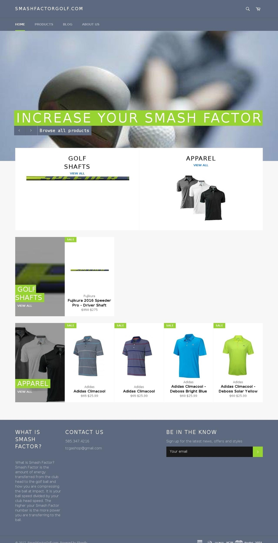 smashfactorgolf.com shopify website screenshot