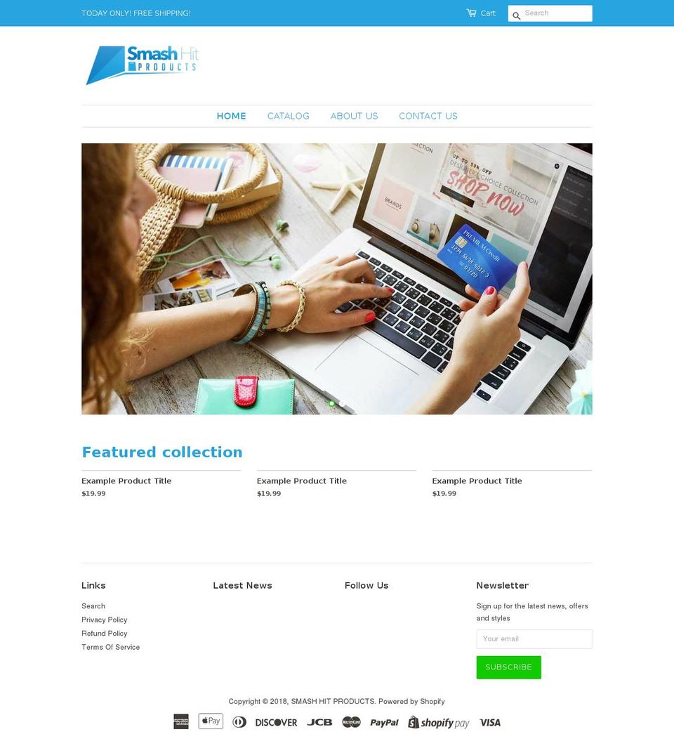 smashhitproducts.com — Shopify storefront screenshot