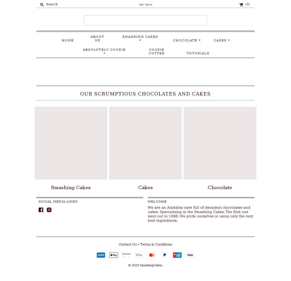 smashingcakes.com.au shopify website screenshot