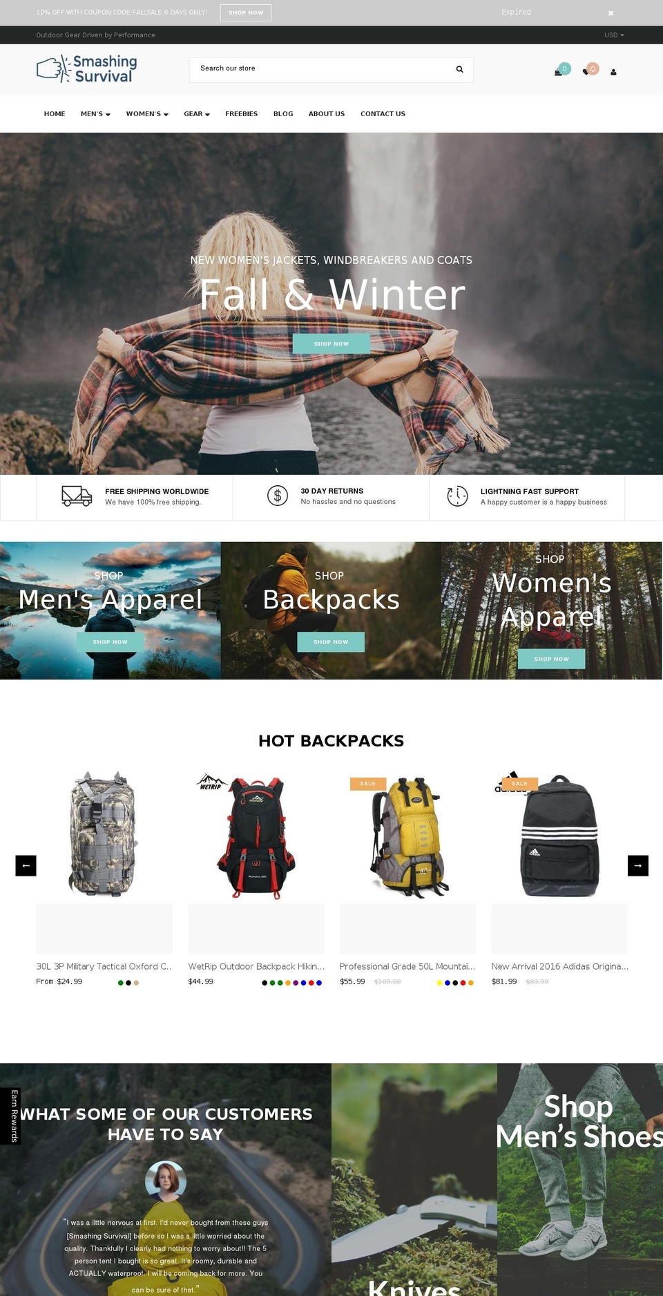 Brilliant Shopify theme site example smashingsurvival.com