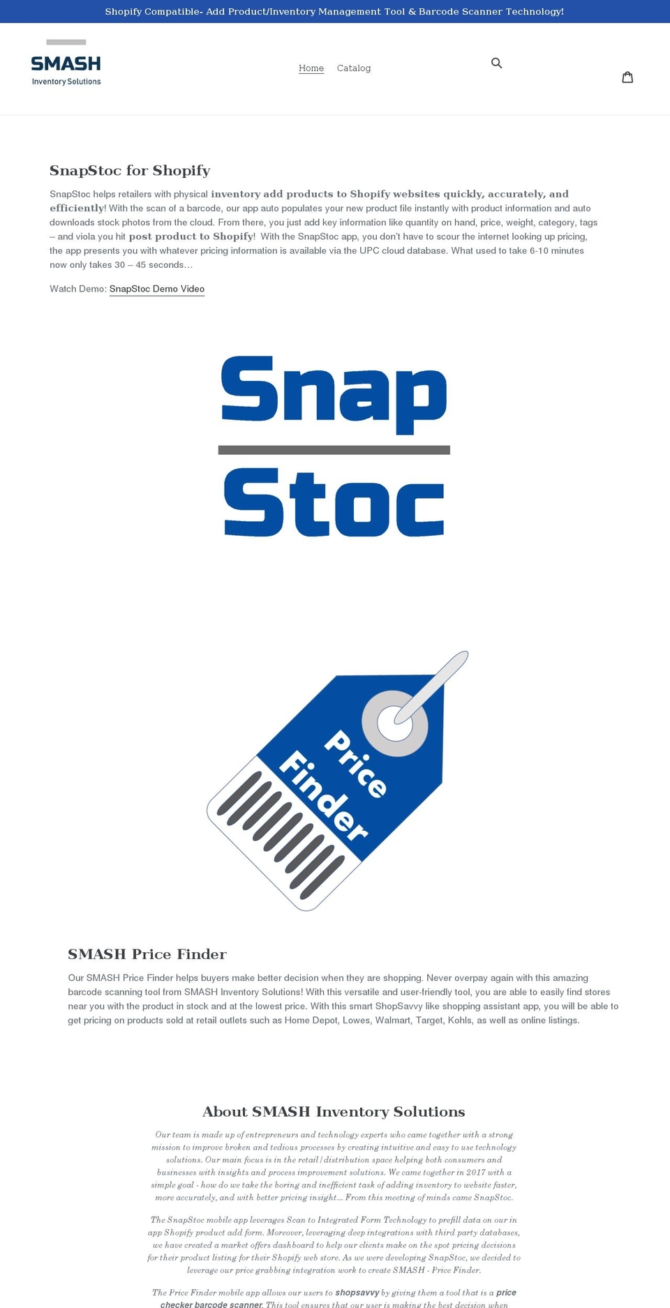 smashinventory.com shopify website screenshot