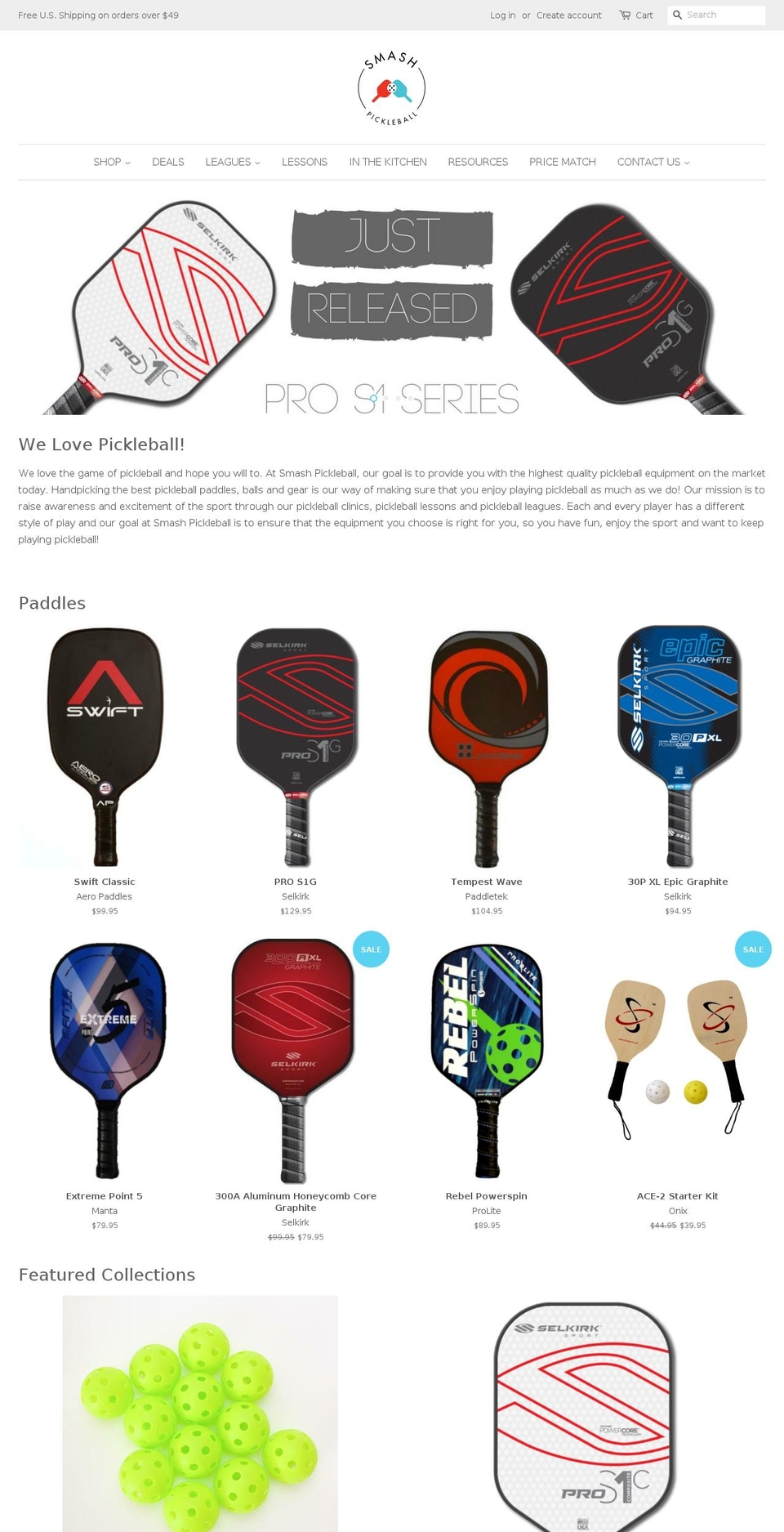 smashpickleball.com shopify website screenshot