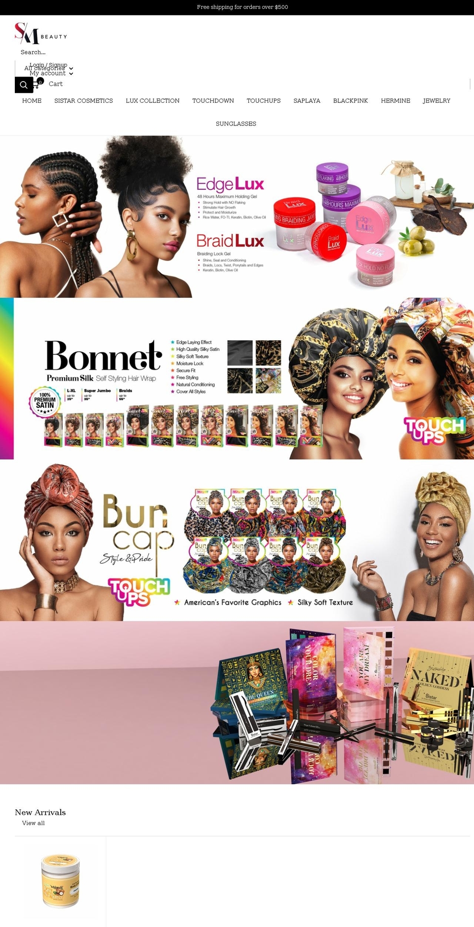 Operating Shopify theme site example smbeautyusa.com