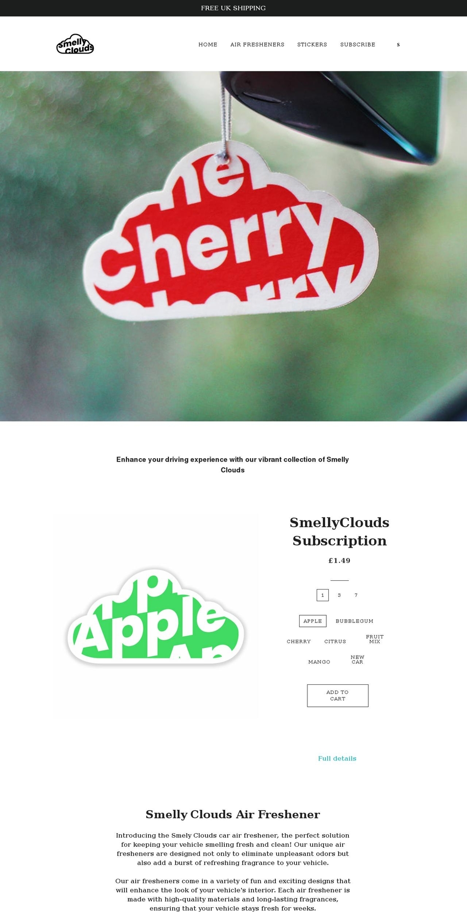 smellyclouds.com shopify website screenshot