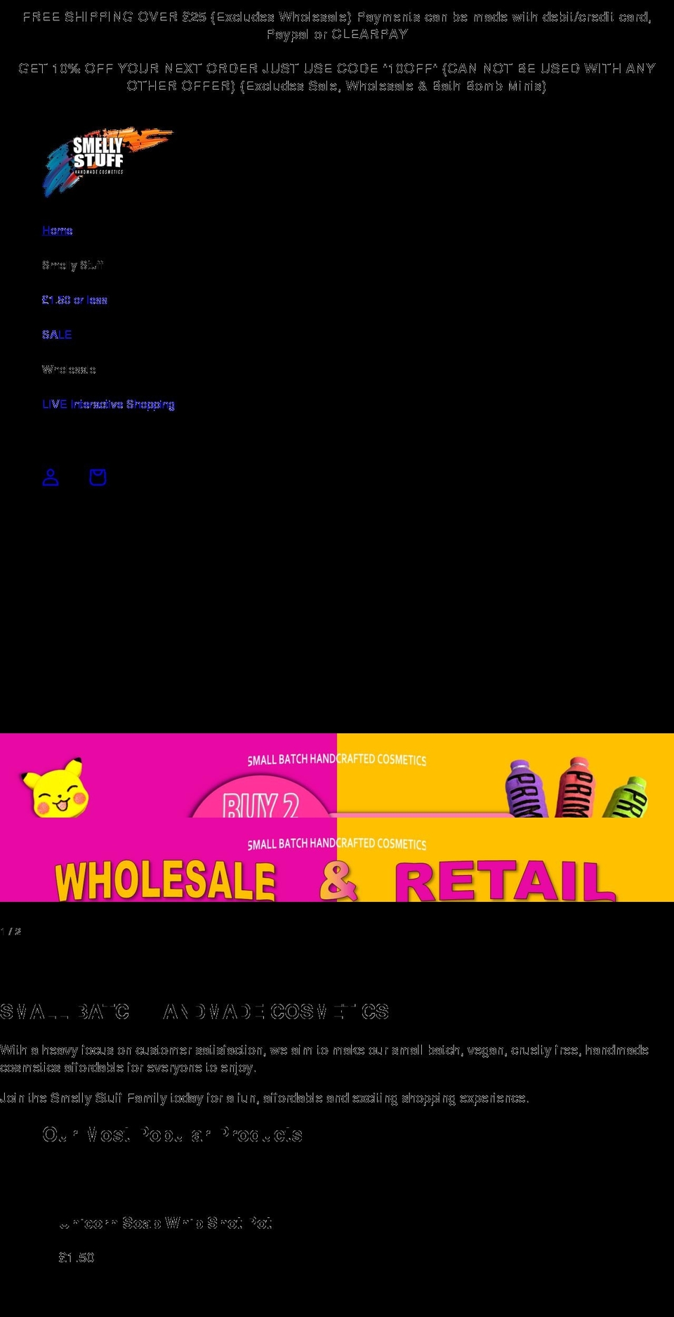 smellystuff.co.uk shopify website screenshot