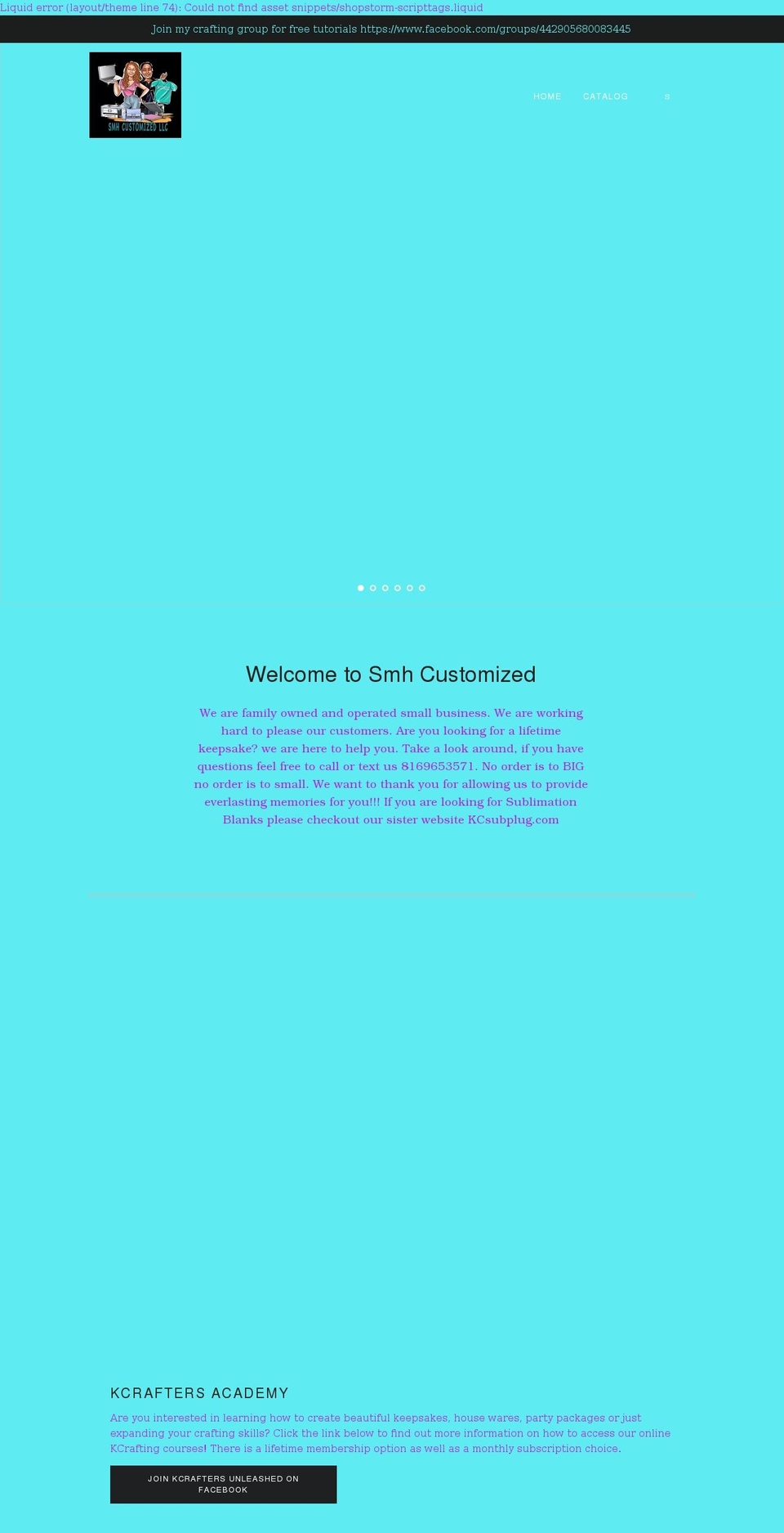 smhcustomized.com shopify website screenshot