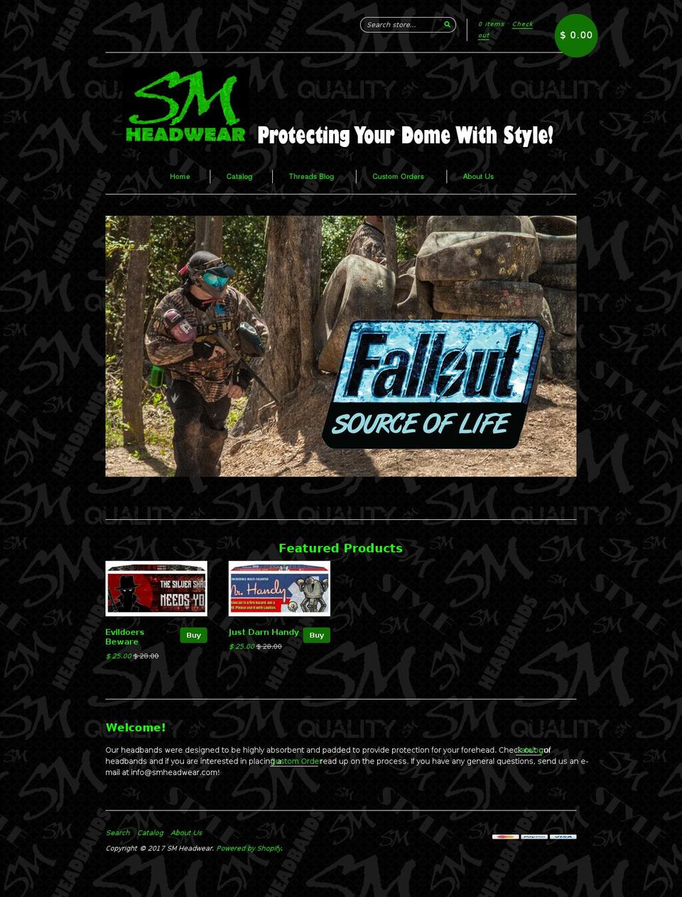 smheadwear.com shopify website screenshot